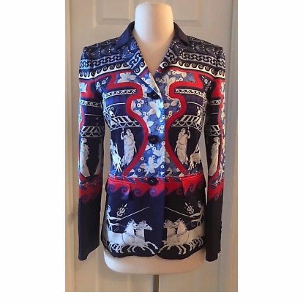 MARY KATRANTZOU THERA ROMAN-PRINT SILK BLAZER 4